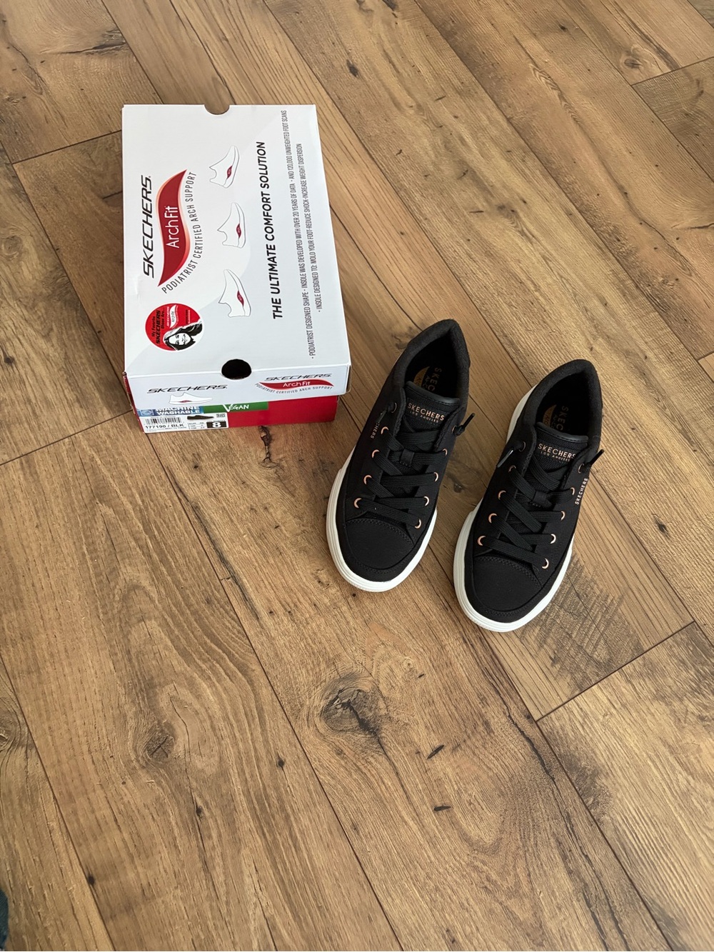 Skechers Arch Fit Arcade - Meet Ya There #177190 Slip On Sneakers Black Size: 8 - Picture 8 of 13